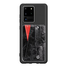Silikon Hülle Handyhülle Ultra Dünn Schutzhülle Tasche Flexible mit Magnetisch S08D für Samsung Galaxy S20 Ultra Schwarz