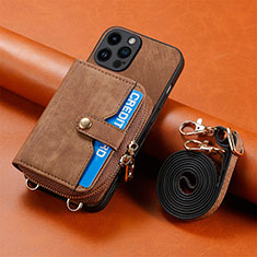 Silikon Hülle Handyhülle Ultra Dünn Schutzhülle Tasche Flexible mit Magnetisch S09D für Apple iPhone 13 Pro Max Braun