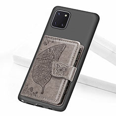 Silikon Hülle Handyhülle Ultra Dünn Schutzhülle Tasche Flexible mit Magnetisch S09D für Samsung Galaxy A81 Grau