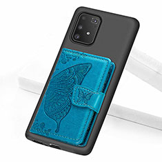 Silikon Hülle Handyhülle Ultra Dünn Schutzhülle Tasche Flexible mit Magnetisch S09D für Samsung Galaxy A91 Blau