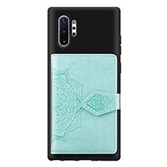 Silikon Hülle Handyhülle Ultra Dünn Schutzhülle Tasche Flexible mit Magnetisch S09D für Samsung Galaxy Note 10 Plus 5G Hellblau