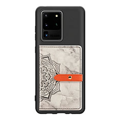 Silikon Hülle Handyhülle Ultra Dünn Schutzhülle Tasche Flexible mit Magnetisch S09D für Samsung Galaxy S20 Ultra 5G Schwarz