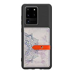 Silikon Hülle Handyhülle Ultra Dünn Schutzhülle Tasche Flexible mit Magnetisch S09D für Samsung Galaxy S20 Ultra 5G Violett