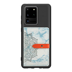 Silikon Hülle Handyhülle Ultra Dünn Schutzhülle Tasche Flexible mit Magnetisch S09D für Samsung Galaxy S20 Ultra Blau