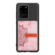 Silikon Hülle Handyhülle Ultra Dünn Schutzhülle Tasche Flexible mit Magnetisch S09D für Samsung Galaxy S20 Ultra Rosa
