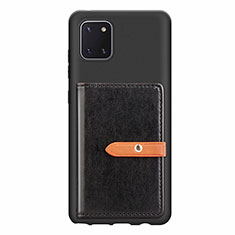 Silikon Hülle Handyhülle Ultra Dünn Schutzhülle Tasche Flexible mit Magnetisch S10D für Samsung Galaxy A81 Schwarz