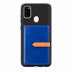 Silikon Hülle Handyhülle Ultra Dünn Schutzhülle Tasche Flexible mit Magnetisch S11D für Samsung Galaxy M30s Blau
