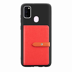 Silikon Hülle Handyhülle Ultra Dünn Schutzhülle Tasche Flexible mit Magnetisch S11D für Samsung Galaxy M30s Rot