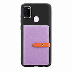 Silikon Hülle Handyhülle Ultra Dünn Schutzhülle Tasche Flexible mit Magnetisch S11D für Samsung Galaxy M30s Violett