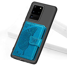 Silikon Hülle Handyhülle Ultra Dünn Schutzhülle Tasche Flexible mit Magnetisch S11D für Samsung Galaxy S20 Ultra 5G Blau