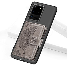 Silikon Hülle Handyhülle Ultra Dünn Schutzhülle Tasche Flexible mit Magnetisch S11D für Samsung Galaxy S20 Ultra 5G Grau