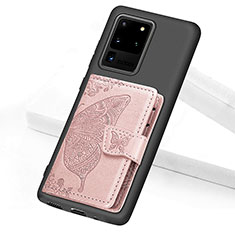 Silikon Hülle Handyhülle Ultra Dünn Schutzhülle Tasche Flexible mit Magnetisch S11D für Samsung Galaxy S20 Ultra 5G Rosa