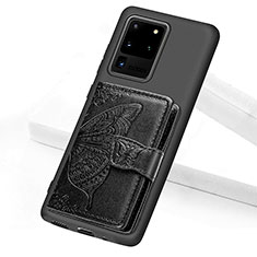 Silikon Hülle Handyhülle Ultra Dünn Schutzhülle Tasche Flexible mit Magnetisch S11D für Samsung Galaxy S20 Ultra 5G Schwarz