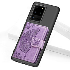 Silikon Hülle Handyhülle Ultra Dünn Schutzhülle Tasche Flexible mit Magnetisch S11D für Samsung Galaxy S20 Ultra 5G Violett