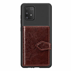 Silikon Hülle Handyhülle Ultra Dünn Schutzhülle Tasche Flexible mit Magnetisch S12D für Samsung Galaxy A91 Braun