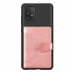 Silikon Hülle Handyhülle Ultra Dünn Schutzhülle Tasche Flexible mit Magnetisch S12D für Samsung Galaxy A91 Rosa