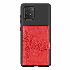 Silikon Hülle Handyhülle Ultra Dünn Schutzhülle Tasche Flexible mit Magnetisch S12D für Samsung Galaxy A91 Rot