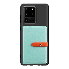 Silikon Hülle Handyhülle Ultra Dünn Schutzhülle Tasche Flexible mit Magnetisch S12D für Samsung Galaxy S20 Ultra 5G Hellblau