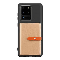 Silikon Hülle Handyhülle Ultra Dünn Schutzhülle Tasche Flexible mit Magnetisch S12D für Samsung Galaxy S20 Ultra 5G Kahki