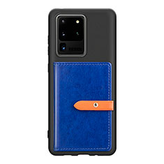 Silikon Hülle Handyhülle Ultra Dünn Schutzhülle Tasche Flexible mit Magnetisch S12D für Samsung Galaxy S20 Ultra Blau