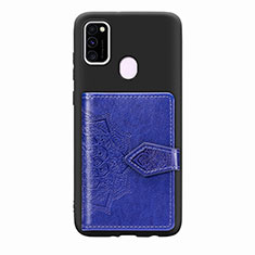 Silikon Hülle Handyhülle Ultra Dünn Schutzhülle Tasche Flexible mit Magnetisch S13D für Samsung Galaxy M21 Blau