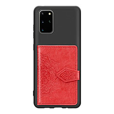 Silikon Hülle Handyhülle Ultra Dünn Schutzhülle Tasche Flexible mit Magnetisch S13D für Samsung Galaxy S20 Plus 5G Rot