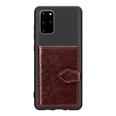 Silikon Hülle Handyhülle Ultra Dünn Schutzhülle Tasche Flexible mit Magnetisch S13D für Samsung Galaxy S20 Plus Braun