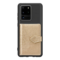 Silikon Hülle Handyhülle Ultra Dünn Schutzhülle Tasche Flexible mit Magnetisch S13D für Samsung Galaxy S20 Ultra 5G Gold