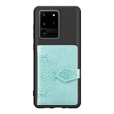 Silikon Hülle Handyhülle Ultra Dünn Schutzhülle Tasche Flexible mit Magnetisch S13D für Samsung Galaxy S20 Ultra 5G Hellblau