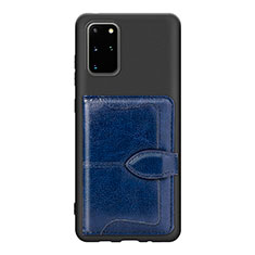 Silikon Hülle Handyhülle Ultra Dünn Schutzhülle Tasche Flexible mit Magnetisch S14D für Samsung Galaxy S20 Plus 5G Blau
