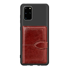 Silikon Hülle Handyhülle Ultra Dünn Schutzhülle Tasche Flexible mit Magnetisch S14D für Samsung Galaxy S20 Plus 5G Braun