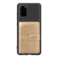 Silikon Hülle Handyhülle Ultra Dünn Schutzhülle Tasche Flexible mit Magnetisch S14D für Samsung Galaxy S20 Plus 5G Gold