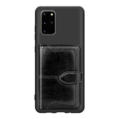 Silikon Hülle Handyhülle Ultra Dünn Schutzhülle Tasche Flexible mit Magnetisch S14D für Samsung Galaxy S20 Plus Schwarz