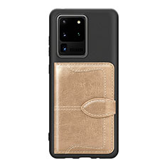 Silikon Hülle Handyhülle Ultra Dünn Schutzhülle Tasche Flexible mit Magnetisch S14D für Samsung Galaxy S20 Ultra 5G Gold