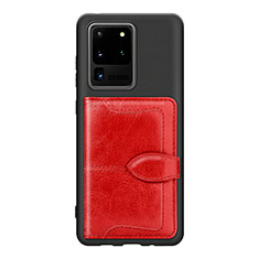 Silikon Hülle Handyhülle Ultra Dünn Schutzhülle Tasche Flexible mit Magnetisch S14D für Samsung Galaxy S20 Ultra 5G Rot