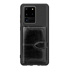 Silikon Hülle Handyhülle Ultra Dünn Schutzhülle Tasche Flexible mit Magnetisch S14D für Samsung Galaxy S20 Ultra Schwarz