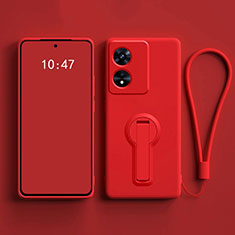 Silikon Hülle Handyhülle Ultra Dünn Schutzhülle Tasche Flexible mit Ständer für Oppo A58 5G Rot