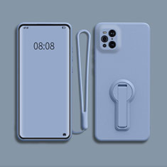 Silikon Hülle Handyhülle Ultra Dünn Schutzhülle Tasche Flexible mit Ständer für Oppo Find X3 5G Lavendel Grau