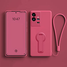Silikon Hülle Handyhülle Ultra Dünn Schutzhülle Tasche Flexible mit Ständer für Vivo iQOO 11 Pro 5G Pink