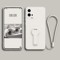 Silikon Hülle Handyhülle Ultra Dünn Schutzhülle Tasche Flexible mit Ständer für Vivo iQOO 8 5G Weiß
