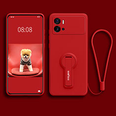 Silikon Hülle Handyhülle Ultra Dünn Schutzhülle Tasche Flexible mit Ständer für Vivo iQOO 9 5G Rot