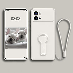 Silikon Hülle Handyhülle Ultra Dünn Schutzhülle Tasche Flexible mit Ständer für Vivo iQOO 9 5G Weiß