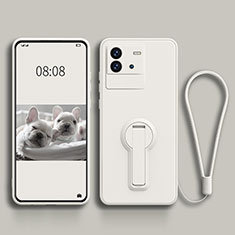 Silikon Hülle Handyhülle Ultra Dünn Schutzhülle Tasche Flexible mit Ständer für Vivo iQOO Neo6 5G Weiß