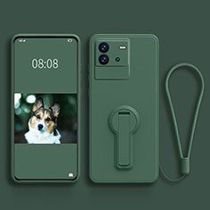 Silikon Hülle Handyhülle Ultra Dünn Schutzhülle Tasche Flexible mit Ständer für Vivo iQOO Neo6 SE 5G Nachtgrün