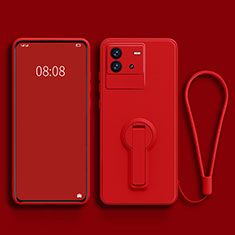 Silikon Hülle Handyhülle Ultra Dünn Schutzhülle Tasche Flexible mit Ständer für Vivo iQOO Neo6 SE 5G Rot