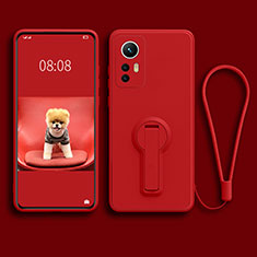 Silikon Hülle Handyhülle Ultra Dünn Schutzhülle Tasche Flexible mit Ständer für Xiaomi Mi 12 5G Rot