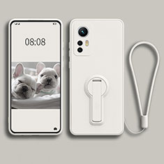 Silikon Hülle Handyhülle Ultra Dünn Schutzhülle Tasche Flexible mit Ständer für Xiaomi Mi 12 5G Weiß