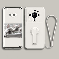 Silikon Hülle Handyhülle Ultra Dünn Schutzhülle Tasche Flexible mit Ständer für Xiaomi Mi 12 Ultra 5G Weiß