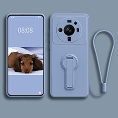 Silikon Hülle Handyhülle Ultra Dünn Schutzhülle Tasche Flexible mit Ständer für Xiaomi Mi 12S Ultra 5G Lavendel Grau