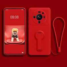 Silikon Hülle Handyhülle Ultra Dünn Schutzhülle Tasche Flexible mit Ständer für Xiaomi Mi 12S Ultra 5G Rot